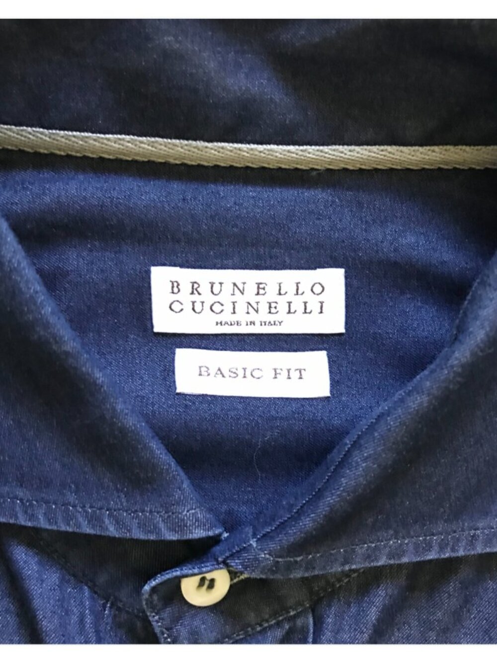 Brunello Cucinelli Denim Basic Fit Button Down Shirt Mens Large Navy Blue Cotton - Picture 7 of 11